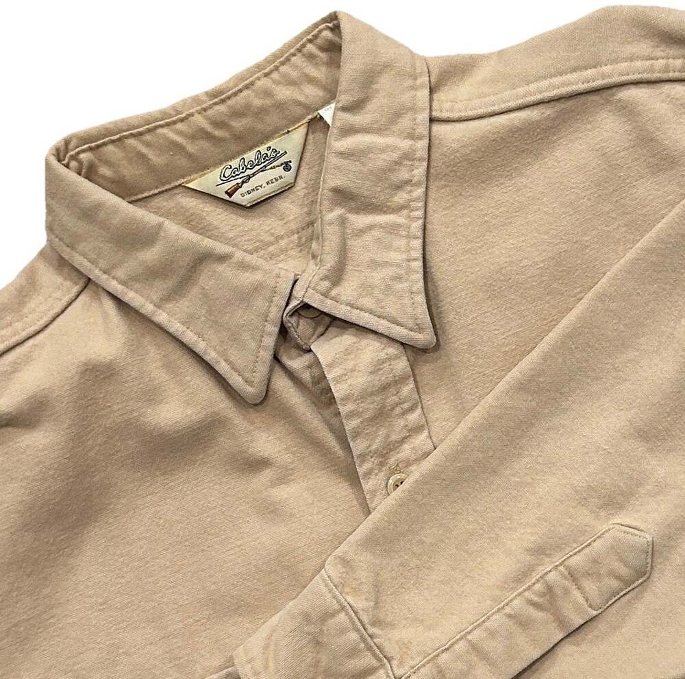 Cabelas Flannel Shirt Men XL Soft Heavy Cotton Long Sleeve Tan Hunting USA